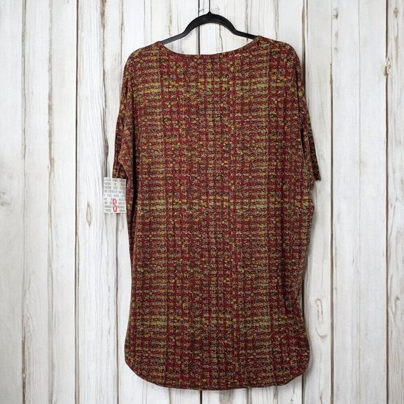 Lularoe Irma Half Sleeve Tunic High Low Polyester Blend Sz Sm Red Yellow Floral - Picture 3 of 7